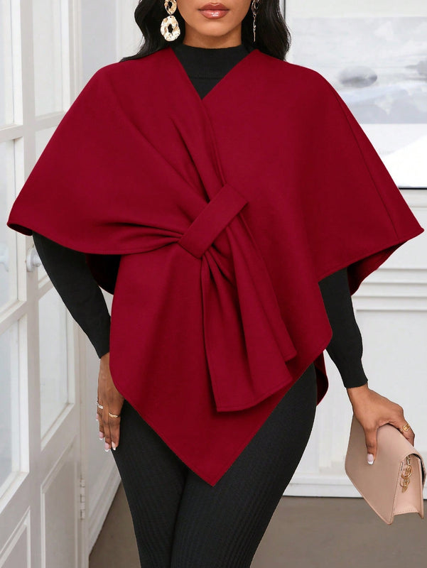 Lady poncho para mujer con diseno de drapeado en la cintura y lazo