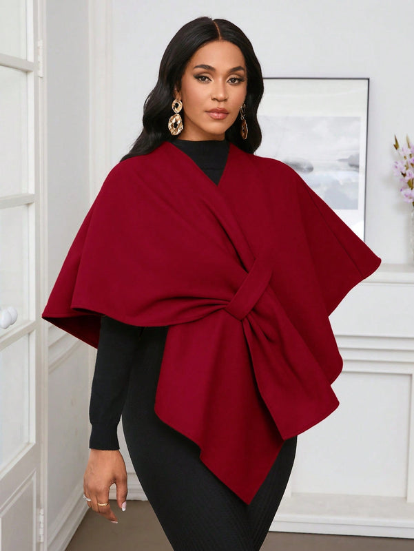 Lady poncho para mujer con diseno de drapeado en la cintura y lazo