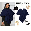 Lady poncho para mujer con diseno de drapeado en la cintura y lazo