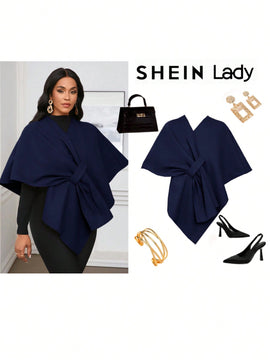 Lady poncho para mujer con diseno de drapeado en la cintura y lazo