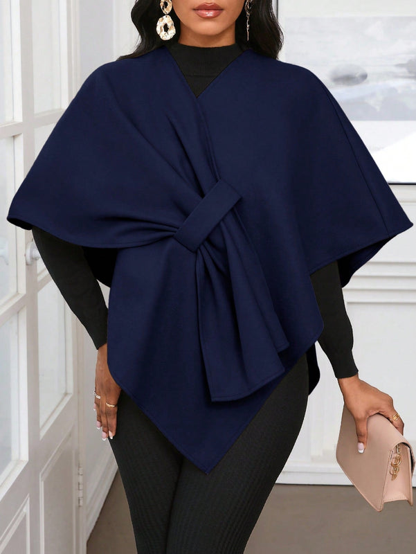 Lady poncho para mujer con diseno de drapeado en la cintura y lazo