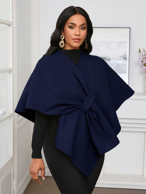 Lady poncho para mujer con diseno de drapeado en la cintura y lazo