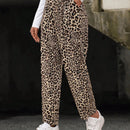 Emery rose pantalones acampanados y sueltos con bolsillos y estampado de leopardo para mujer