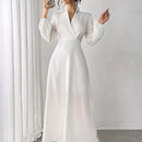 Raffinea 1 pieza vestido de manga farol de unicolor elegante para mujer, otono