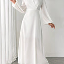 Raffinea 1 pieza vestido de manga farol de unicolor elegante para mujer, otono