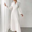 Raffinea 1 pieza vestido de manga farol de unicolor elegante para mujer, otono