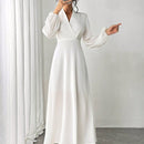 Raffinea 1 pieza vestido de manga farol de unicolor elegante para mujer, otono