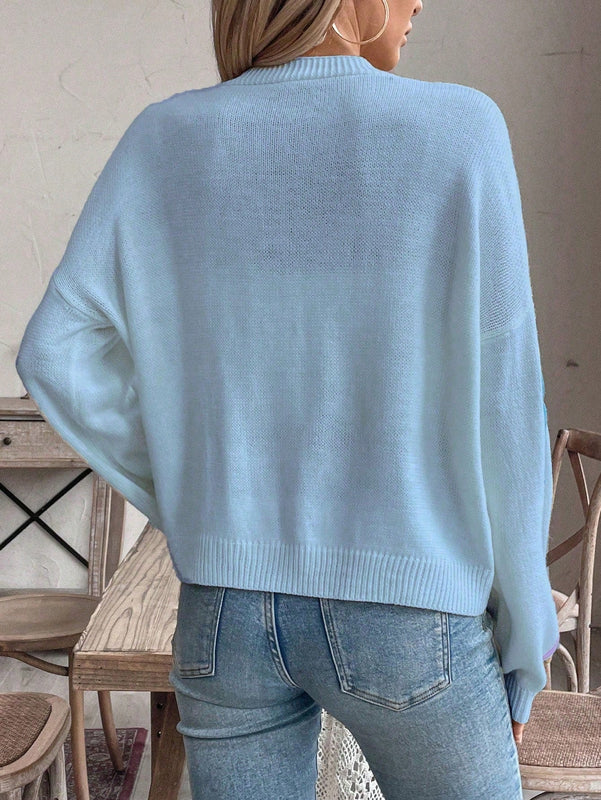Frenchy cardigan de punto con diseno de mono colorido, elegante y de moda