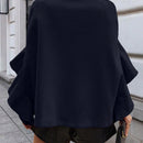 Clasi 1 pieza abrigo elegante de lana con un solo abotonadura, bajo con volantes y unicolor para mujer, otono/invierno