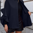 Clasi abrigo de lana elegante con cuello vuelto y abotonadura sencilla, en unicolor, para mujer, para otono/invierno