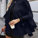 Clasi abrigo de lana elegante con cuello vuelto y abotonadura sencilla, en unicolor, para mujer, para otono/invierno