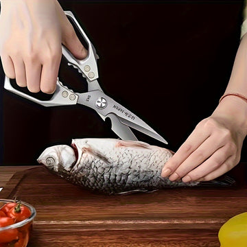1 pieza, tijeras de cocina de acero inoxidable, tijeras para huesos de pollo, tijeras industriales, tijeras multiusos para carne al aire libre, adecuadas para el hogar, restaurantes, recortes, jardinería, mataderos. Suministros de cocina.