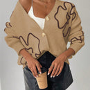 Frenchy cardigan casual de mujer con bloqueo de color y estampado floral, para otono/invierno