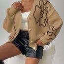 Frenchy cardigan casual de mujer con bloqueo de color y estampado floral, para otono/invierno