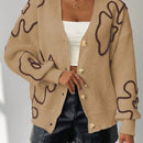Frenchy cardigan casual de mujer con bloqueo de color y estampado floral, para otono/invierno