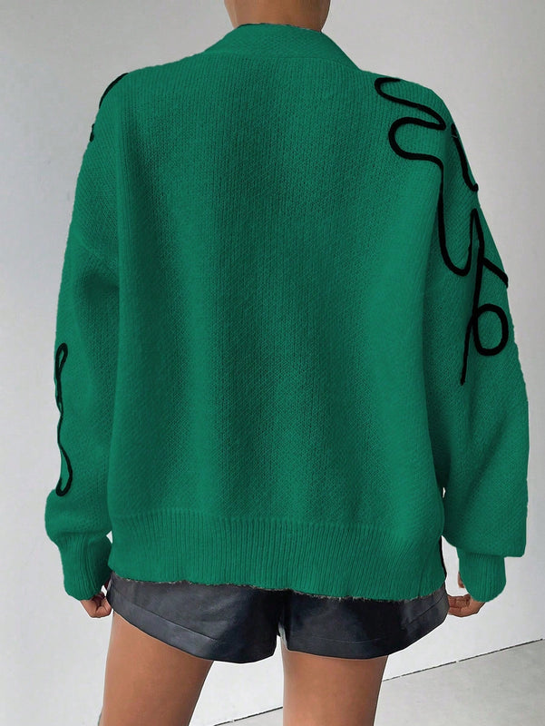 Frenchy cardigan casual de mujer con bloqueo de color y estampado floral, para otono/invierno