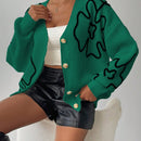 Frenchy cardigan casual de mujer con bloqueo de color y estampado floral, para otono/invierno
