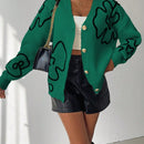 Frenchy cardigan casual de mujer con bloqueo de color y estampado floral, para otono/invierno