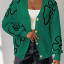 Frenchy cardigan casual de mujer con bloqueo de color y estampado floral, para otono/invierno