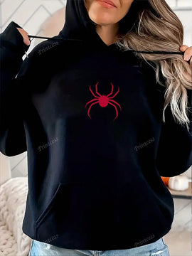 Sudadera holgada casual con estampado de arana roja, de moda para otono/invierno