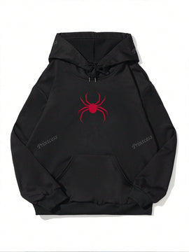Sudadera holgada casual con estampado de arana roja, de moda para otono/invierno