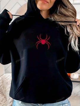 Sudadera holgada casual con estampado de arana roja, de moda para otono/invierno