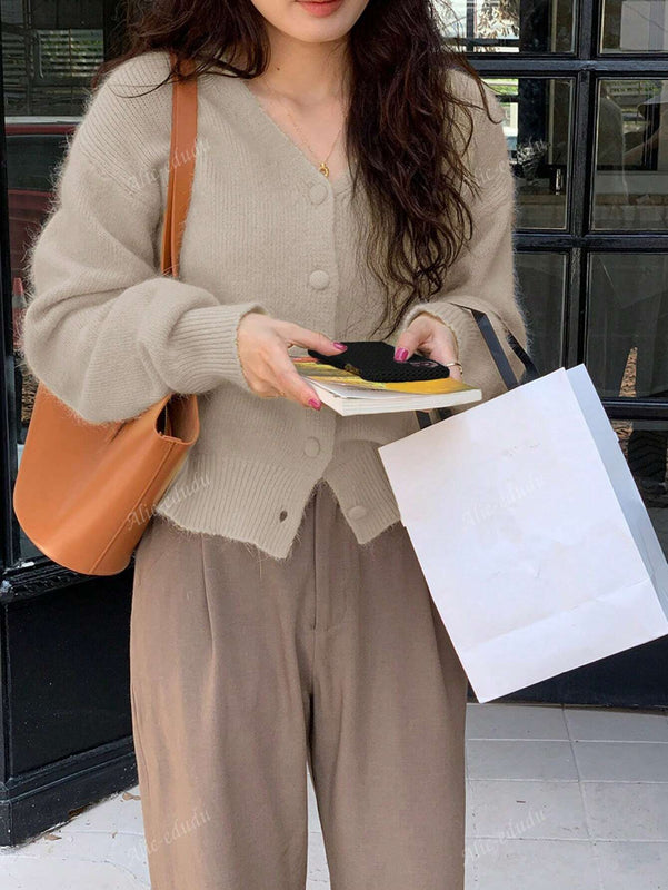Blusa de mujer de manga larga con botones al frente, de unicolor, para uso casual diario