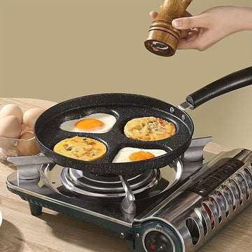 Una Sartén Antiadherente de Forma Corazón con 4 Compartimentos, Olla para Desayuno de Huevos y Tortitas de Hierro Fundido, Apta para Pizza y Postres, Utensilios de Cocina Sin Carga, Adecuados para Uso Doméstico y en Restaurante