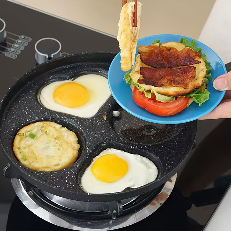 Una Sartén Antiadherente de Forma Corazón con 4 Compartimentos, Olla para Desayuno de Huevos y Tortitas de Hierro Fundido, Apta para Pizza y Postres, Utensilios de Cocina Sin Carga, Adecuados para Uso Doméstico y en Restaurante