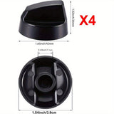 Juego de 4 Pomos de Control Negros con 12 Adaptadores para Horno, Estufa y Cocina - Piezas de Repuesto de Fácil Instalación