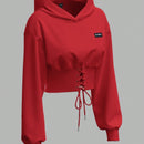 Ezwear sudadera con capucha de mujer color verde oliva con estampado de letras y amarre cruzado al frente