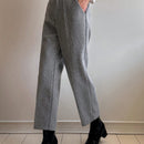 Dazy pantalones rectos de tobillo de mezcla de lana con bolsillos para mujer, uso casual/oficina