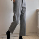 Dazy pantalones rectos de tobillo de mezcla de lana con bolsillos para mujer, uso casual/oficina