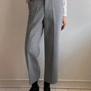 Dazy pantalones rectos de tobillo de mezcla de lana con bolsillos para mujer, uso casual/oficina