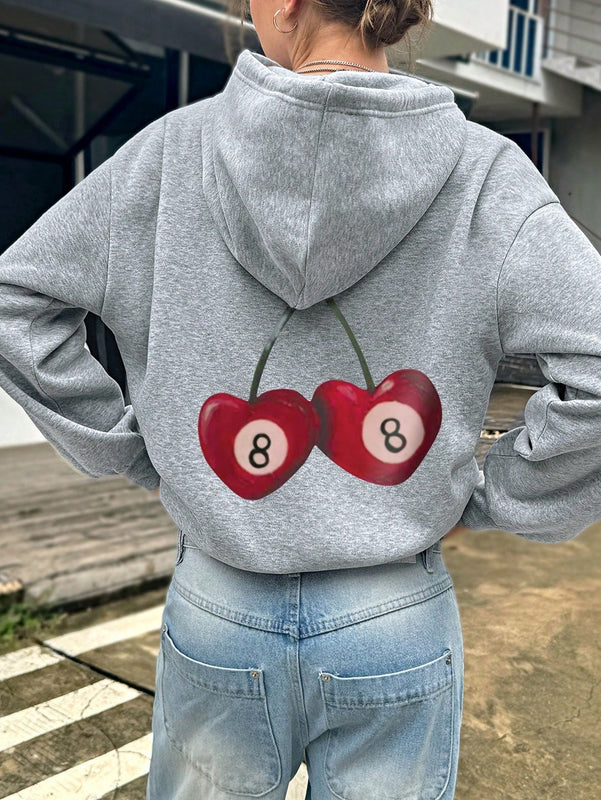 Ezwear sudadera con capucha de mujer con estampado de leopardo y estrella, hombros caidos, otono/invierno