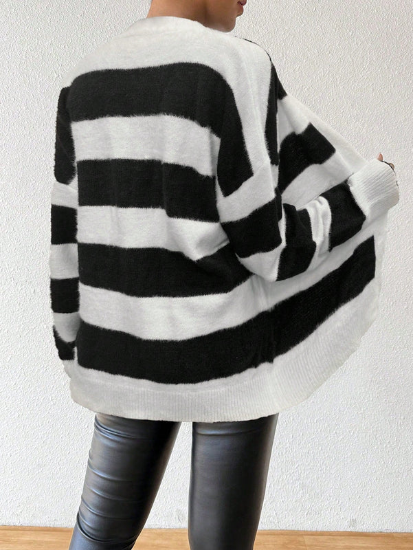 Essnce nuevo cardigan de mujer de punto de imitacion de vison cachemira a rayas, para otono/invierno