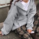 Friful sudadera con capucha suelta de unicolor con cordon para mujer, para otono/invierno