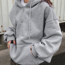 Friful sudadera con capucha suelta de unicolor con cordon para mujer, para otono/invierno