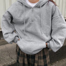 Friful sudadera con capucha suelta de unicolor con cordon para mujer, para otono/invierno