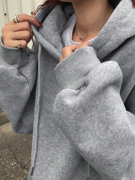 Friful sudadera con capucha suelta de unicolor con cordon para mujer, para otono/invierno