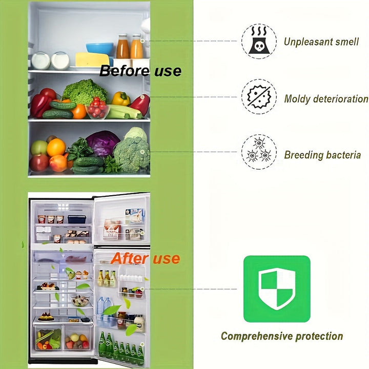 Desodorante de carbón activado natural y sin fragancia - Contenedor rectangular de plástico con tapa plegable, perfecto para congeladores, refrigeradores, cajas de almuerzo y más - Reutilizable, sellado en vacío, eliminación de olores | Estética moderna