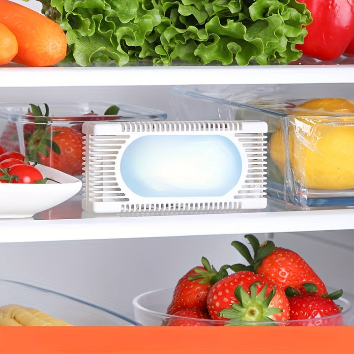 Desodorante de carbón activado natural y sin fragancia - Contenedor rectangular de plástico con tapa plegable, perfecto para congeladores, refrigeradores, cajas de almuerzo y más - Reutilizable, sellado en vacío, eliminación de olores | Estética moderna