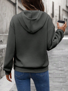 Lune sudadera con capucha casual y holgada para mujer con grafico de letra 3d
