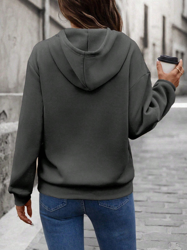Lune sudadera con capucha casual y holgada para mujer con grafico de letra 3d