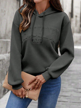 Lune sudadera con capucha casual y holgada para mujer con grafico de letra 3d