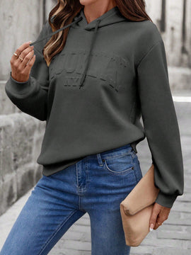Lune sudadera con capucha casual y holgada para mujer con grafico de letra 3d