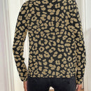 Lune cardigan de mujer con estampado de leopardo, cuello en v, manga larga y abotonadura sencilla, para otono/invierno