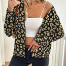 Lune cardigan de mujer con estampado de leopardo, cuello en v, manga larga y abotonadura sencilla, para otono/invierno