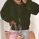 Frenchy cardigan de punto unicolor de color rosa palido con cinturon delantero, se puede usar sobre una camiseta