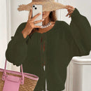 Frenchy cardigan de punto unicolor de color rosa palido con cinturon delantero, se puede usar sobre una camiseta